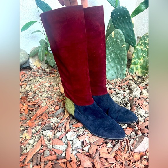 Bruno Magli suede colorblock riding boots 6 - Picture 2 of 6